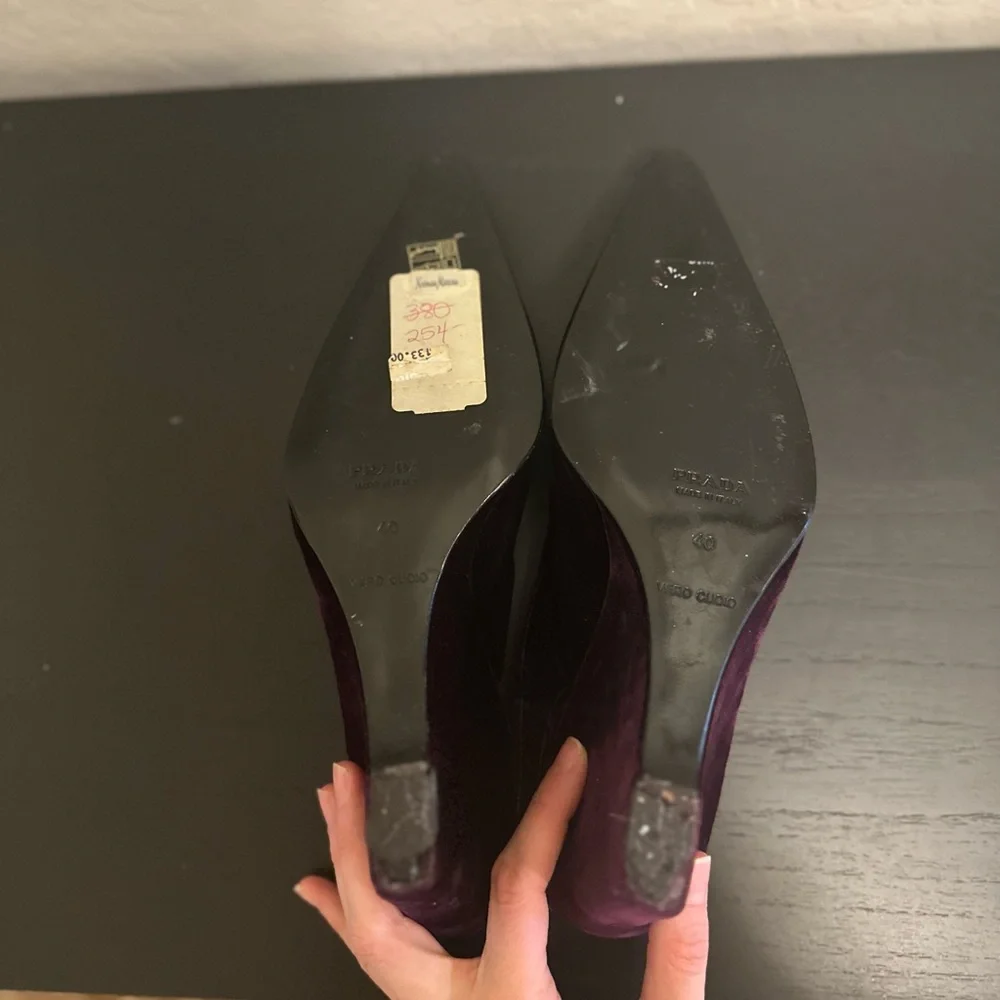 Prada Purple Velvet Slingback Wedges Sz 40 - Picture 9 of 11